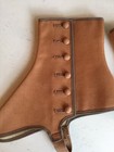 Vintage Victorian Spats Pumpkin Color Taupe Trim Covered Buttons Orig Box  Sz  5