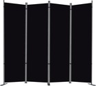 4 Panel Room Divider  6 Ft Folding Privacy Screen With Wide Feet  Freestandin   