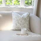 100  Cotton French Country Floral Throw Pillow Covers  Taupe White  2 18x18 Inch