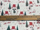 Vtg Christmas Wrapping Paper Gift Wrap Snowman Trees Silver Accents 1950 Mcm