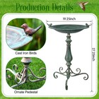 27 25 Ornate Metal Pedestal Style Birdbath With Cast Iron Vintage Birds Baths   