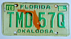  Vintage 1990 s Florida License Plate Tag   pick One  Red Or Green 