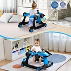 Costway 4-in-1 Baby Walker Foldable Activity Push Walker Adjustable Height Blue
