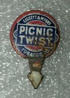 Vintage antique Tin Litho Tobacco Tag  Picnic Twist  Liggett   Myers Tobacco Co