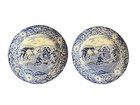 2 Antique Rare Ladies Of Llangollen Pratts Transferware Plates  19th C