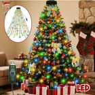 100-280led Christmas Tree Waterfall String Lights Indoor Outdoor Xmas Tree Decor