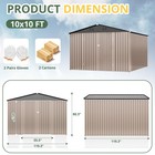 10 X 10 Ft Metal Outdoor Storage Shed With Lockable Doors  brown