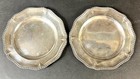 18th Century Pair Of George Ii Sterling Silver Plates Chargers Edward Feline