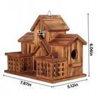 Wooden Birdhouse Outdoor Three Hole Bird House With Feeder Handmade Natural