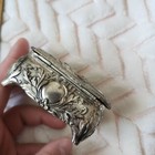 Vintage Antique Silver Plated Trinket Jewelry Box Rectangle Cameo Trinkets Decor