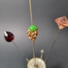 Antique Victorian Hat Pin Lot Of 5 Pins With Nippon Hand Painted Holder Pa