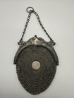 Antique Victorian Sterling Silver Art Nouveau Mesh Coin Purse Mono  Read