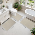 Homcomoda Bathroom Rugs Sets 3 Piece Non-slip Woven Bath Mat  Gray beige   U-sha