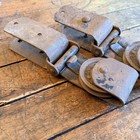 Vtg Pair Cast Iron Barn Door Rollers Sliding Door Trolley Industrial Hardware