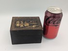 Antique Chinese Hand-painted Black gold Lacquer Wooden Box tea Caddy