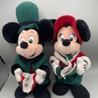 Vintage Disney Parks Mickey And Minnie Mouse Christmas Carolers Plush Disneyland