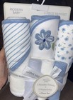 Modern Baby 6 Piece Bath Set 3 Pack Hooded Towels 3 Washcloths Flowers