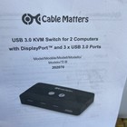 Cable Matters Usb 3 Kvm Switch Displayport For 2 Computers With Display Port 8k