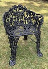 Antique Victorian Grape   Leaf Vine Cast Iron Patio Garden Arm Chair Seat