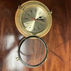 Vtg Ship s Time Oak Wood Brass Wall Clock Porthole Quartz Nautical Maritime