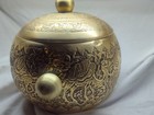Vintage Brass Hand Carved Asian Ice Bucket