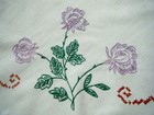 Old Tablecloth Round Linen H Em ered Roses Combo Torchon Lace Bobbin 2 Row Trim 