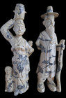 Vtg Asian Chinese Soapstone Figurines  Set Of 2  Hand Carved 10-1 4    10-3 4 