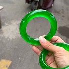 Real Natural High Ice Green Myanmar Jade Jadeite Bracelets Bangle 61mm 2pcs