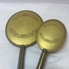 Vintage Victorian Style Hand Held Brass Vanity Mirror With Matching Hair Brush