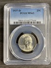 1937-d Washington Quarter 90  Silver - Pcgs Ms63 - Semi Key Date