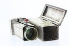 Italy Vintage 800 European Silver Floral Etched Lipstick Tube Case With Mirror