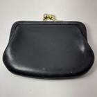 Coach Kisslock Change Purse Black Leather Brass Hardware Style Usa Vtg