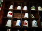 Vintage Lot Of 101 Collector Souvenir Sewing Thimbles W  Sliding Display Case