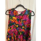 Vintage Sita Bright Floral Sleeveless Cotton Dress Sz M