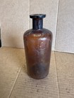 Vintage Brown Apothecary Medicine Glass Bottle Jar Pharmacy 7 3 4    H X 3    D -v01