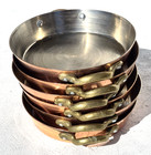 Vintage 5 9inch French Round Copper Pans Set Of 6 Stainless Steel Lining 4lbs