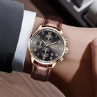 Lige Men Watch Chronograph Leather Date Wristwatch Business Male Quartz Watches