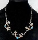 Old Navajo Turquoise Sterling Silver Rainbow Dancer Handmade Necklace