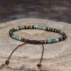 Green Spot Jasper Tiger Eye Tube Beads Healing Dainty Women Men Braided Bracelet