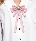 Bow Ties For Women Pre Tied Womens Satin Ribbon Bowtie With Pearl For Pink