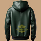 Men s Green Real Premium Leather Hoodie Handmade Genuine Lambskin Leather Hoodie