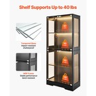 65  Display Cabinet With Glass Doors Curio Cabinet W  Led Lights 4-shelf Showcas