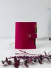 Pink Leather Notebook Cover A7 2 Rings Mini Wallet  Mini Dated 2026 Planner 