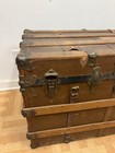 Vintage Wood Steamer Trunk Chest Coffee Table Storage Box Antique Decor Brown Pa