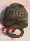 Antique Brass 999 Scandinavian Padlock   1 Operable Key Late 1800s Miller Lock