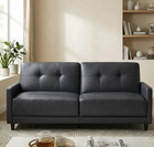 76  Futon Sofa Bed Faux Leather Convertible Sleeper Couch Adjustable Backrest