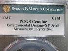 1787 Massachusetts Colonial Copper Cent Penny Xf Ngc Ryder 2b-c Graded --  438c