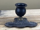 Early Cast Iron  Brass   Wood Pedestal Match Holder Tabletop