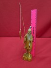 Vtg 8  Asian Hand Carved Wood Man Fish Fishing Statue Figurine Art Home  Decor 
