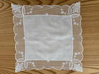 Vintage Flowers White Net Lace Linen Hanky Handkerchief Hankie 11 